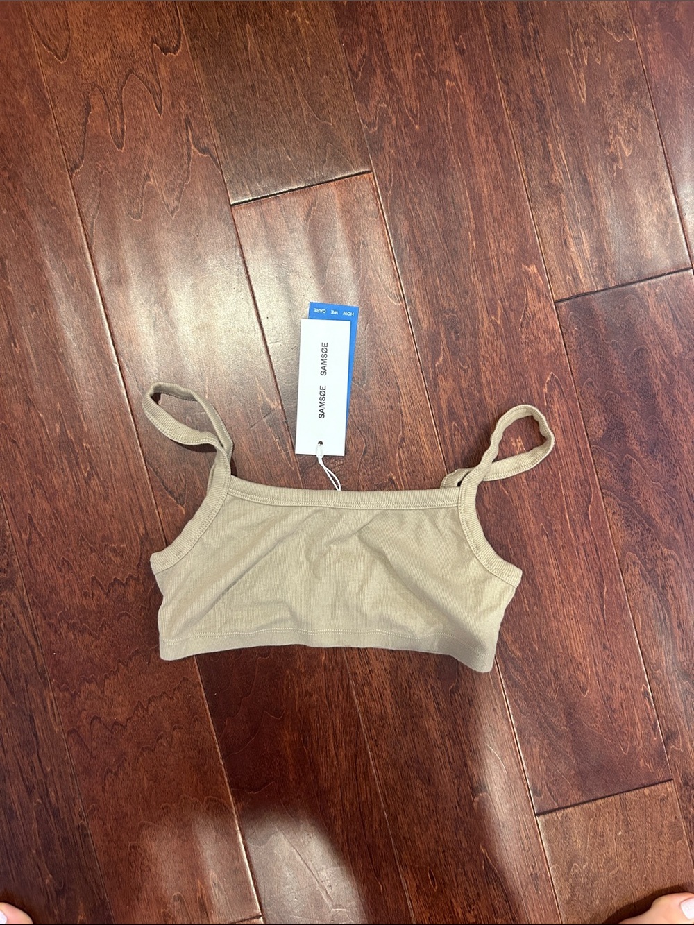 SAMSOE Ribbed Chinchilla Beige Crop Bralette